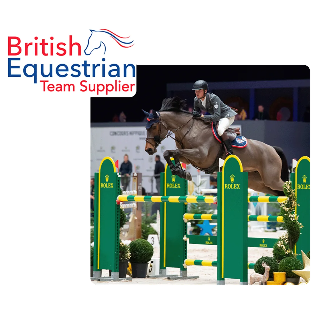 British Equestrian Team Supplier — rider at an international competition